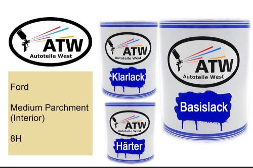 Ford, Medium Parchment (Interior), 8H: 1L Lackdose + 1L Klarlack + 500ml Härter - Set, von ATW Autoteile West.